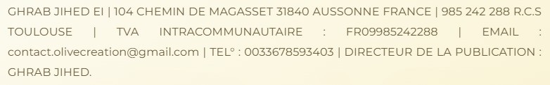 Informations concernant l'éditeur du site OliveCreation